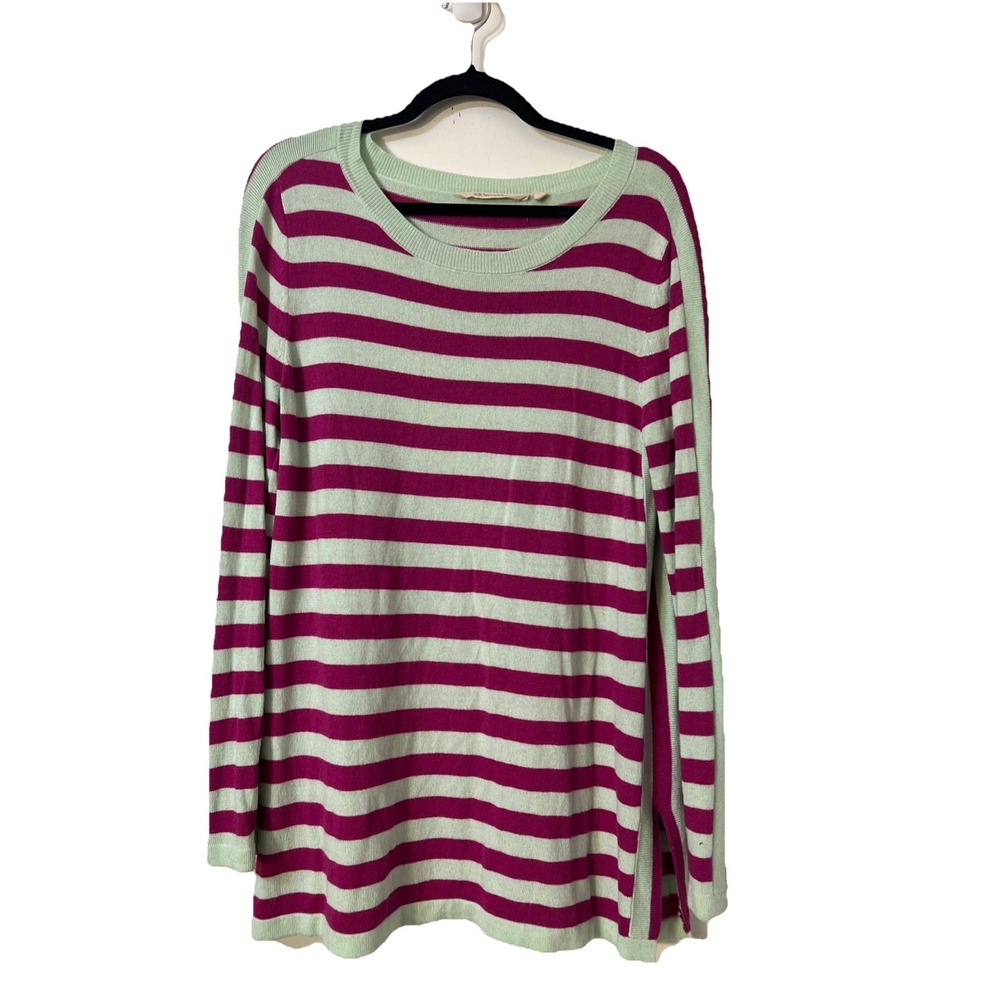 Soft Surroundings Sierra Wool‎ Cashmere Blend Sweater Medium Honeydew Fuchsia